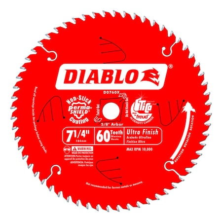 Diablo 7-1/4in x 60T Ultra Finish Circular Saw Blade D0760X